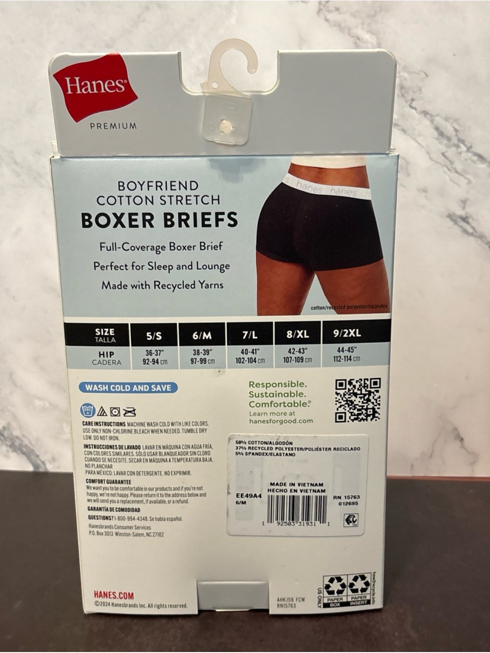 Hanes Women’s Boyfriend Cotton Stretch 4-Pack Boxer Briefs -6/M - Picture 4 of 5